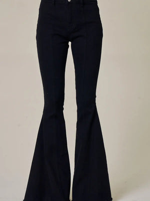 Star Pocket Bell Bottom Jeans Black/Tan