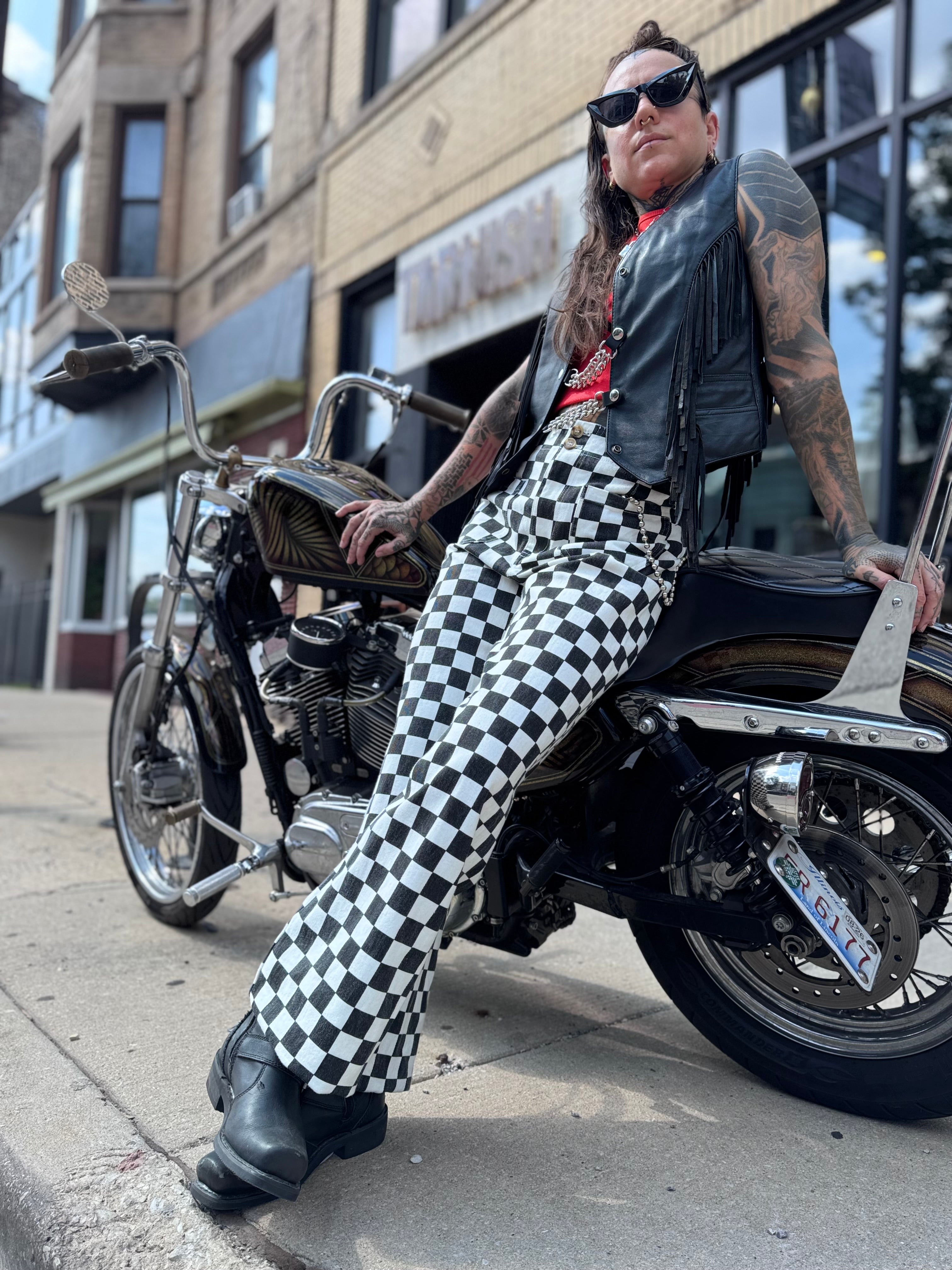 PREORDER - Checkered Pants Black / White