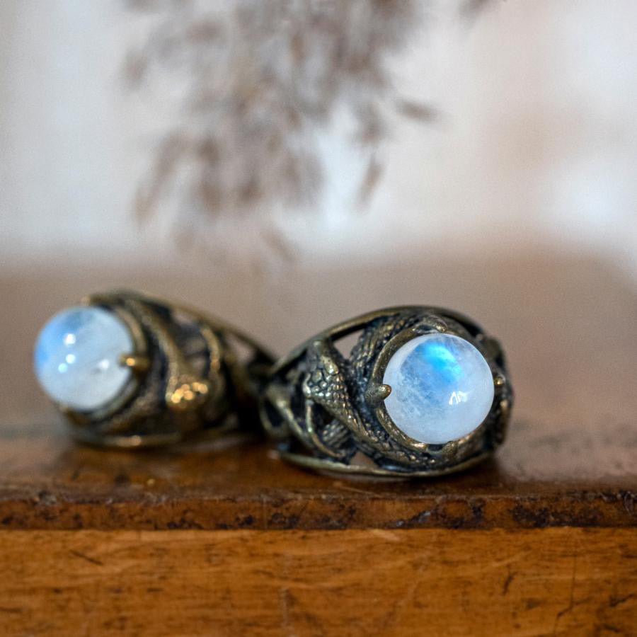 Moonstone Medusa Ring