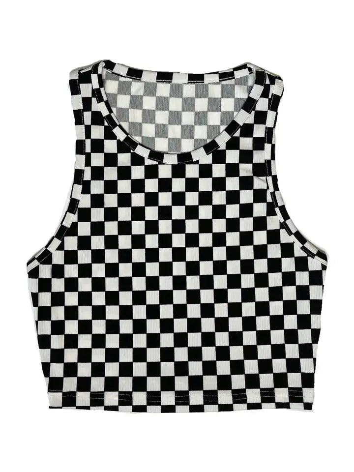 Cropped Checkered Tank
