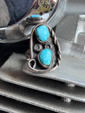 Vintage Sterling Dbl Turquoise Ring Size 4.5