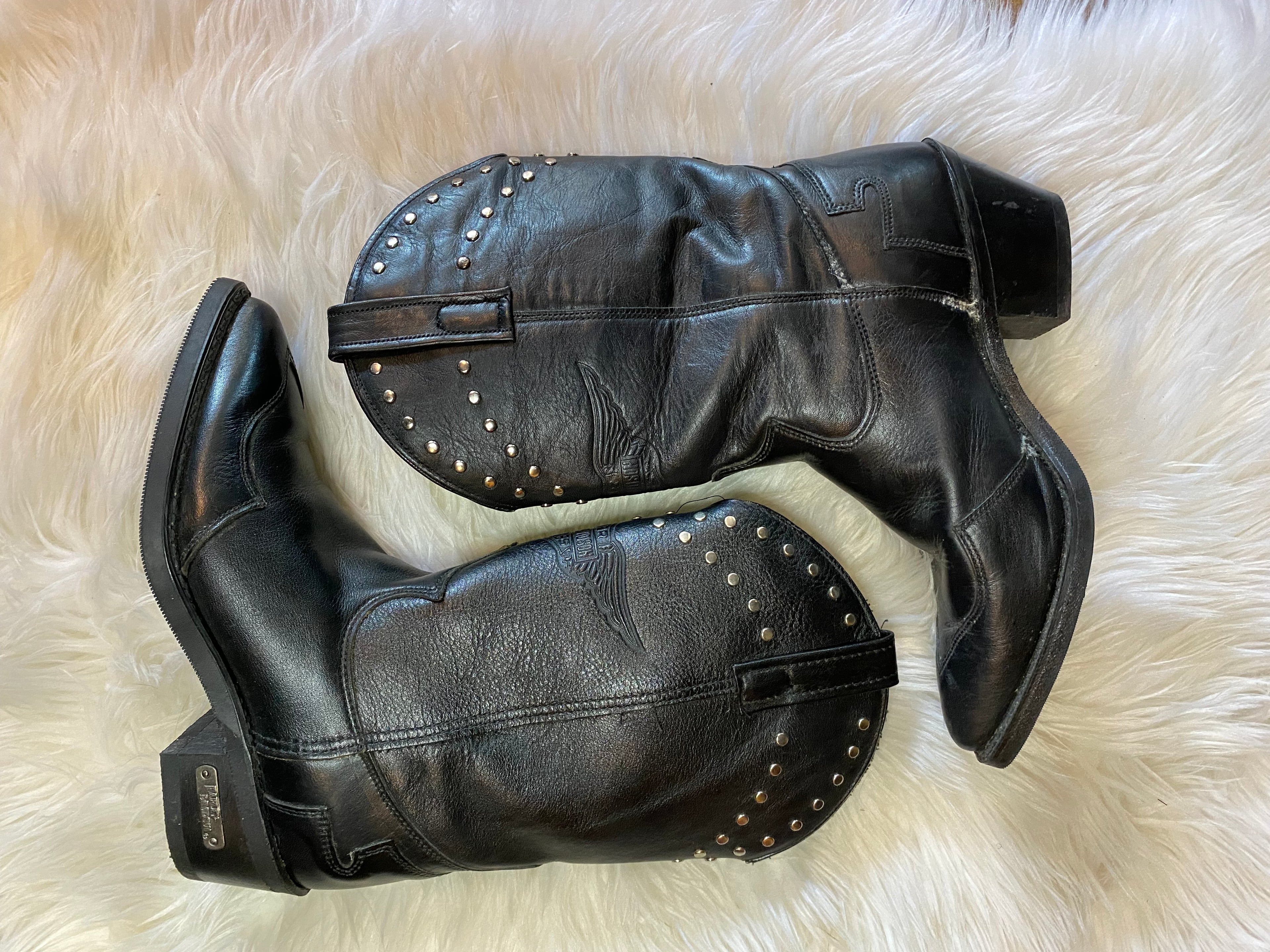Vintage Harley Studded Cowboy Boots Size 6.5