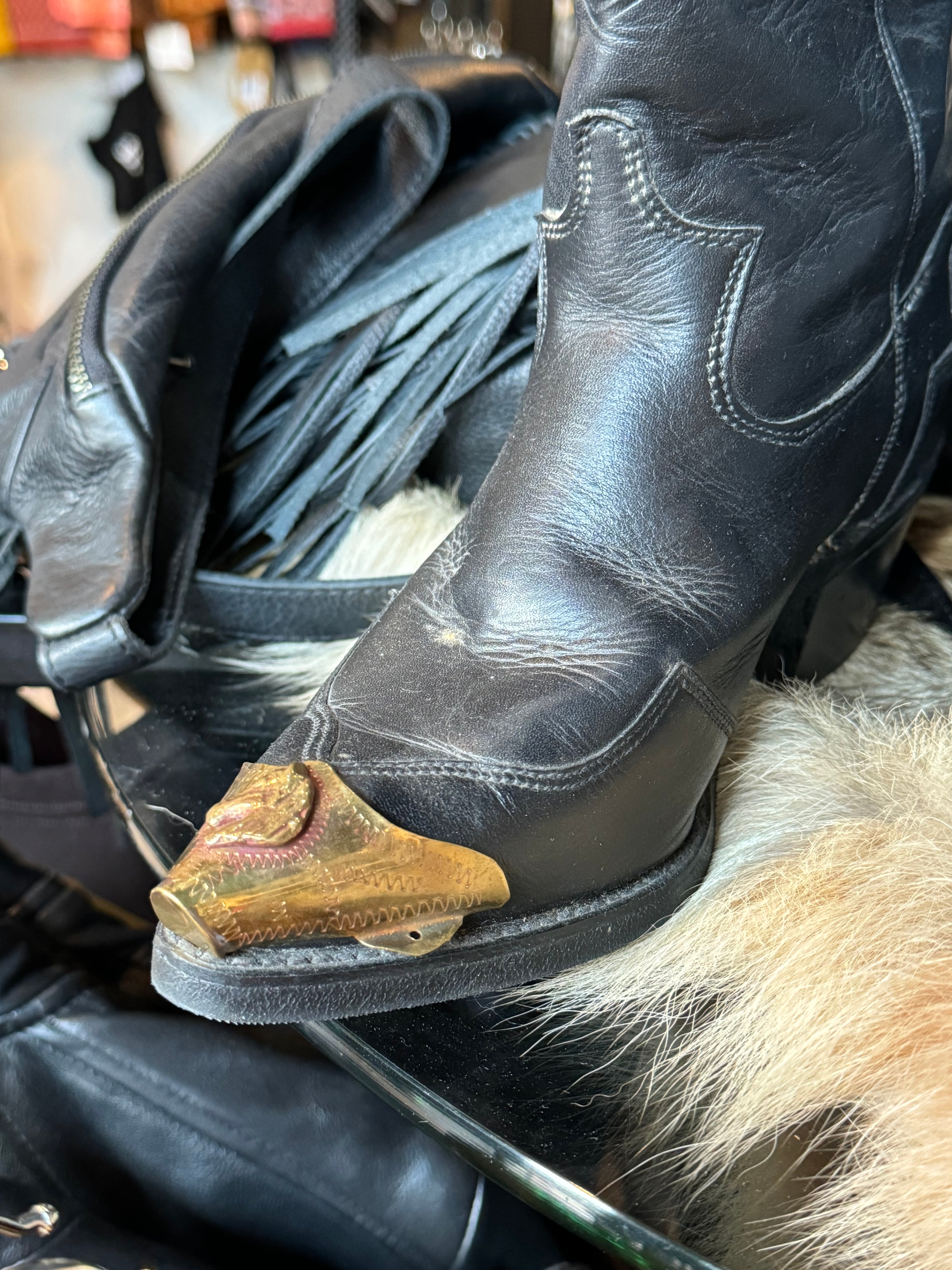 Vintage Pair of Brass Horse Boot Toe Caps
