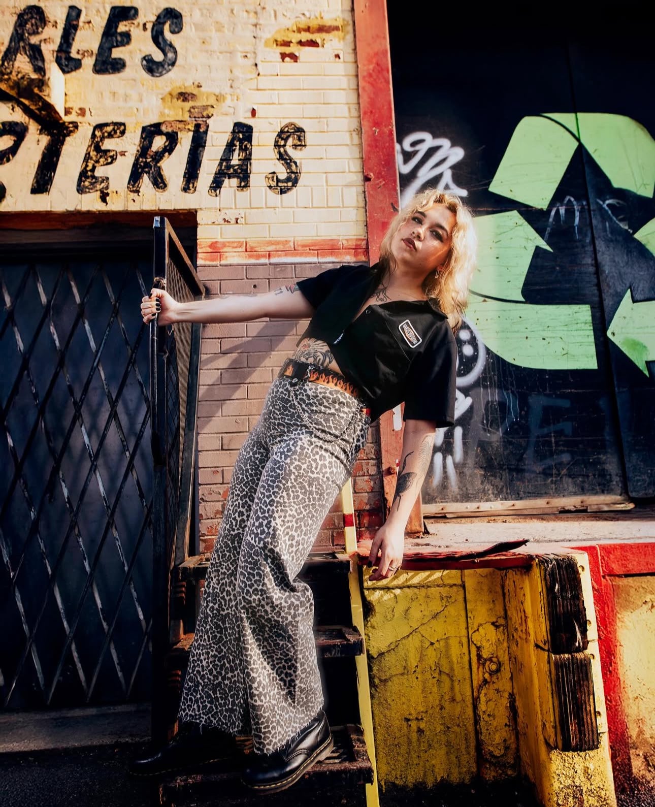 Leopard Denim Wide Leg Pants