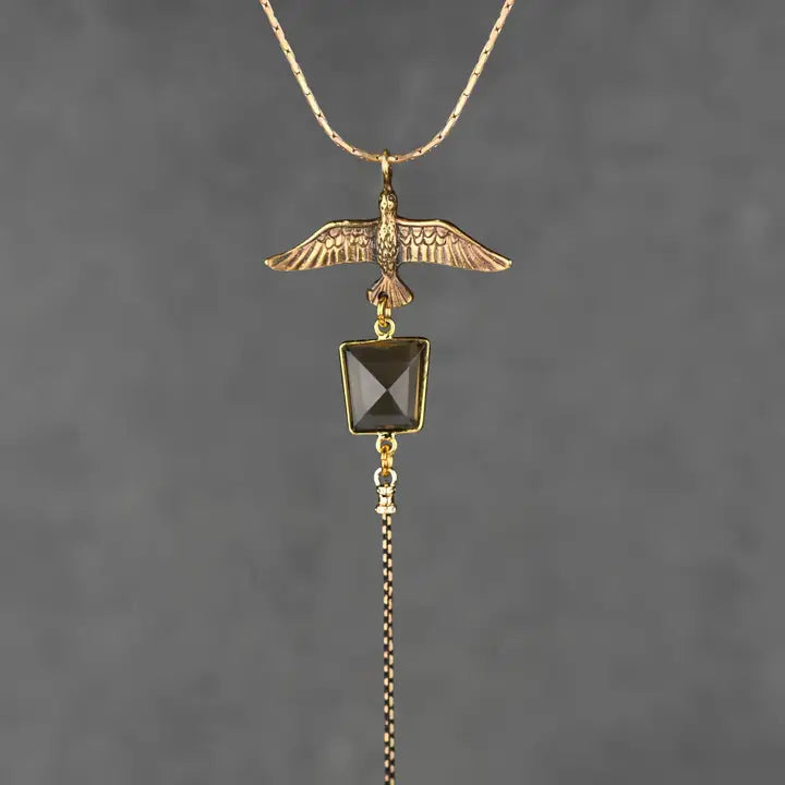 Smokey Quartz Bird Necklace