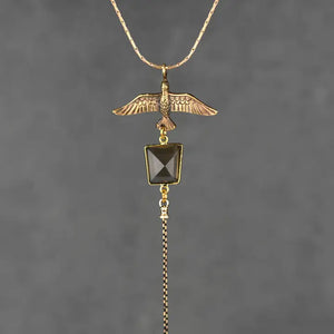 Smokey Quartz Bird Necklace