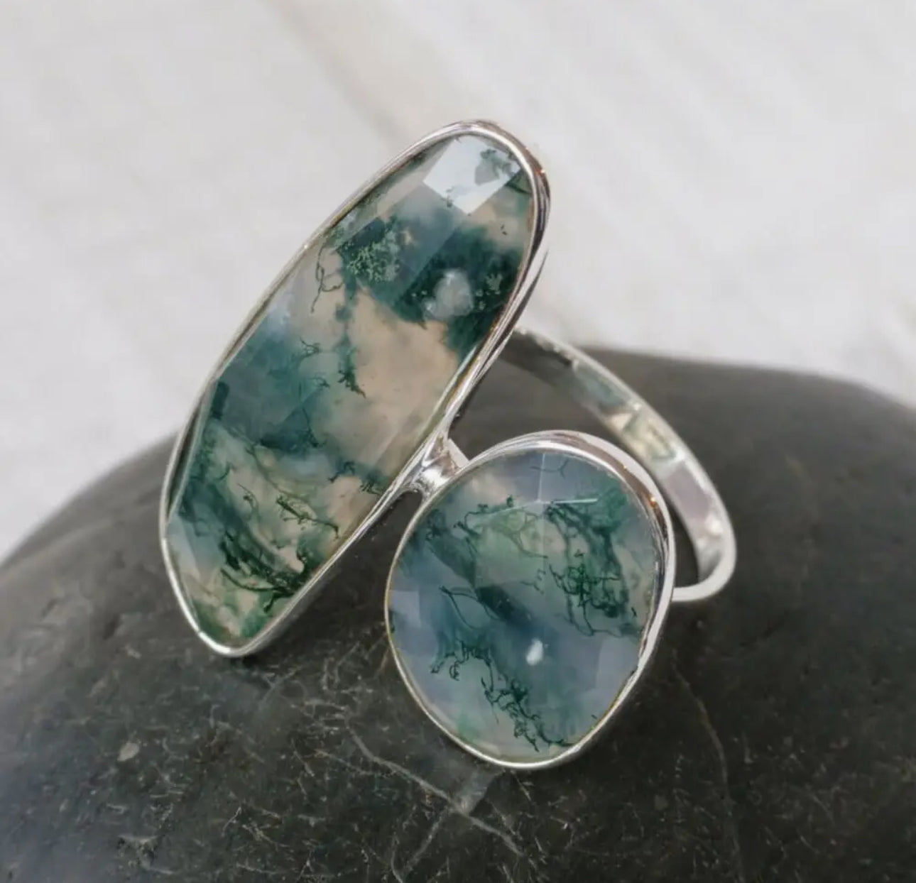 Moss Agate Sterling Ring