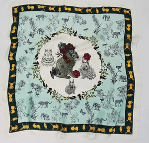 Floral Rabbit Print Scarf Mint