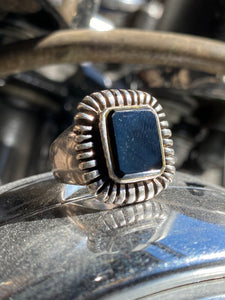 Vintage Sterling Onyx Signet Ring Size 6.75