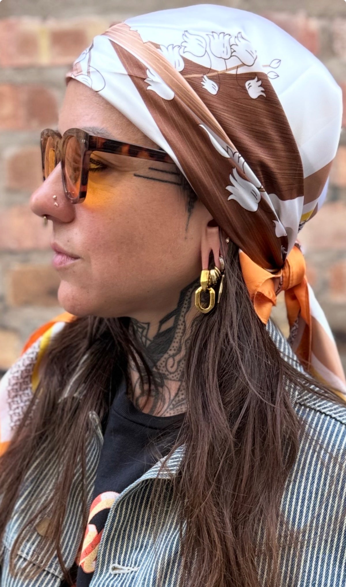 Geometric Double Link Huggie Earrings Gold