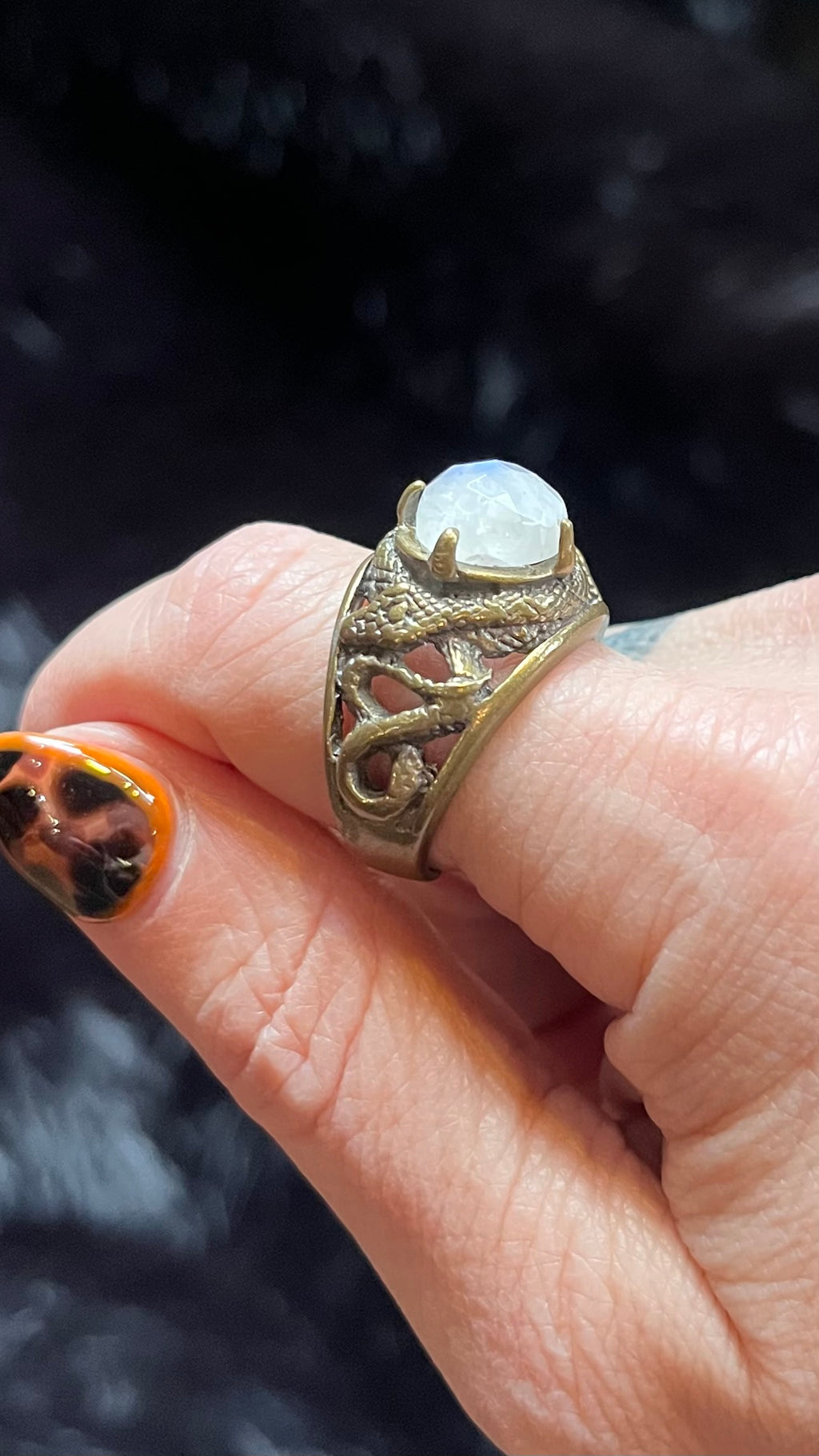 Moonstone Medusa Ring