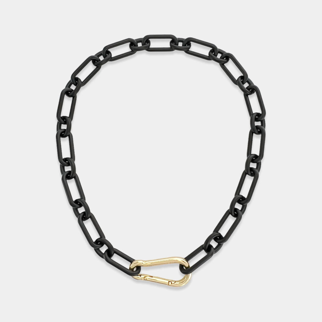 Black Paperclip Chain With Gold Clasp