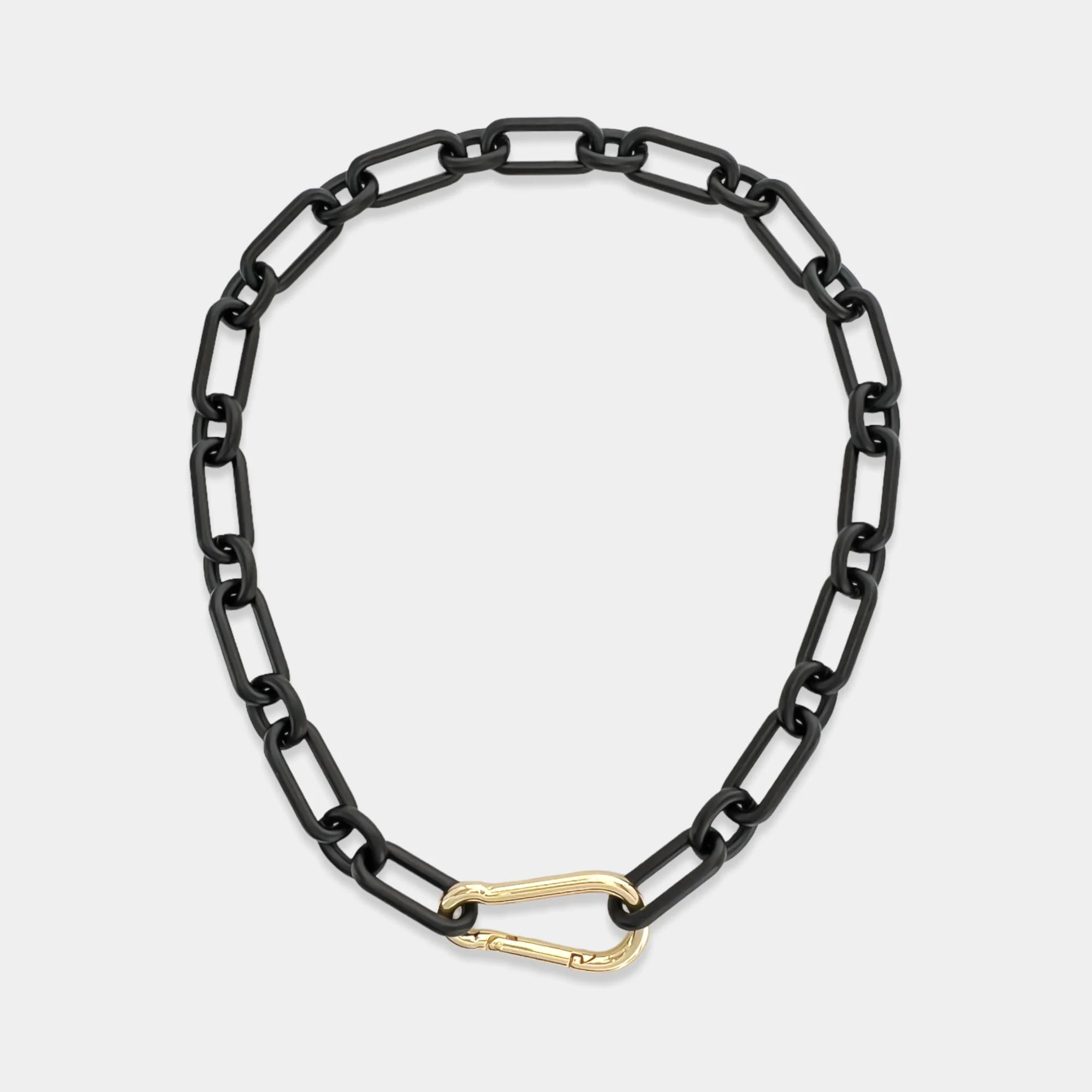 Black Paperclip Chain With Gold Clasp