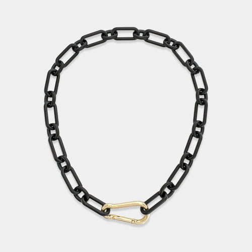 Black Paperclip Chain With Gold Clasp