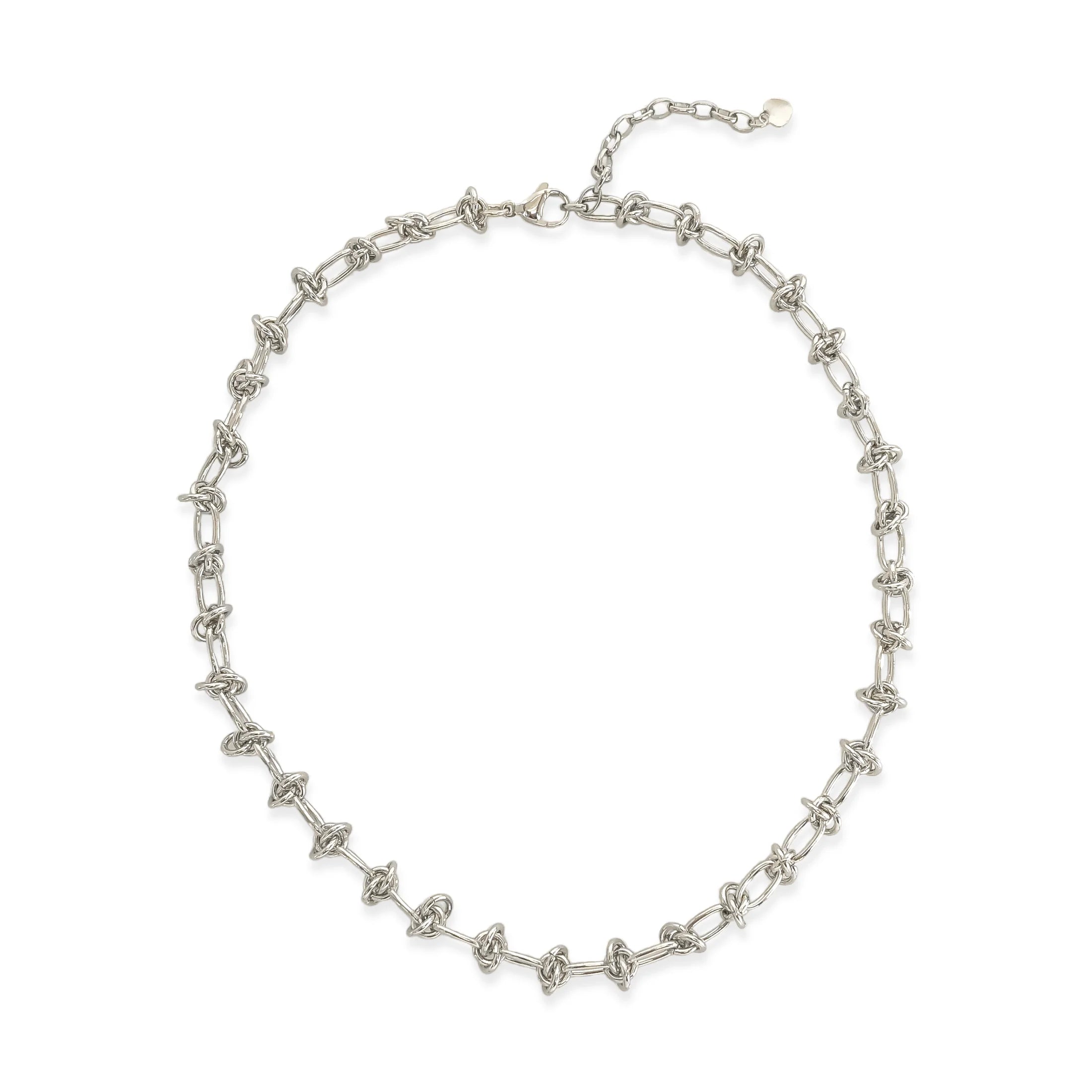 Triple Ring Chain Necklace Silver