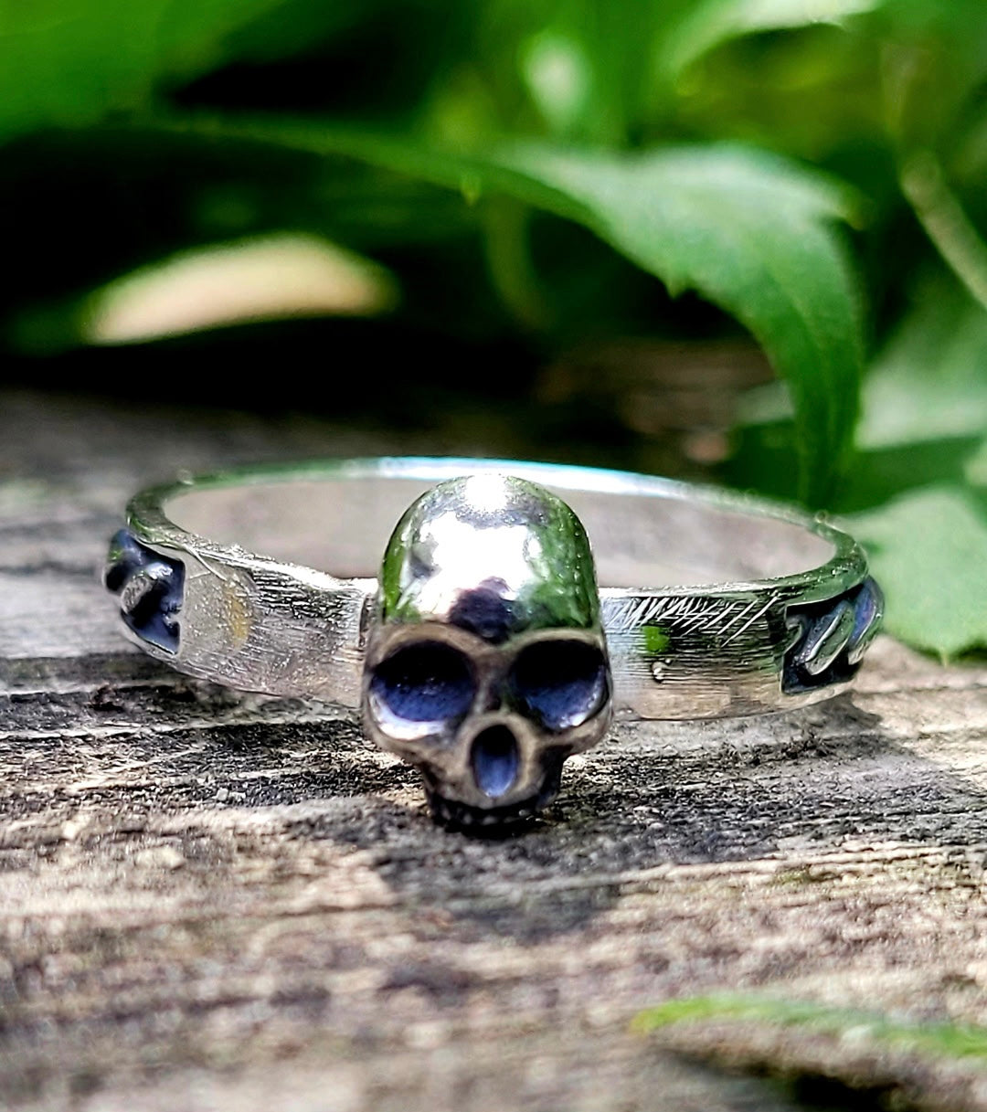 Sterling Skull Braided Band Ring Size 8.5