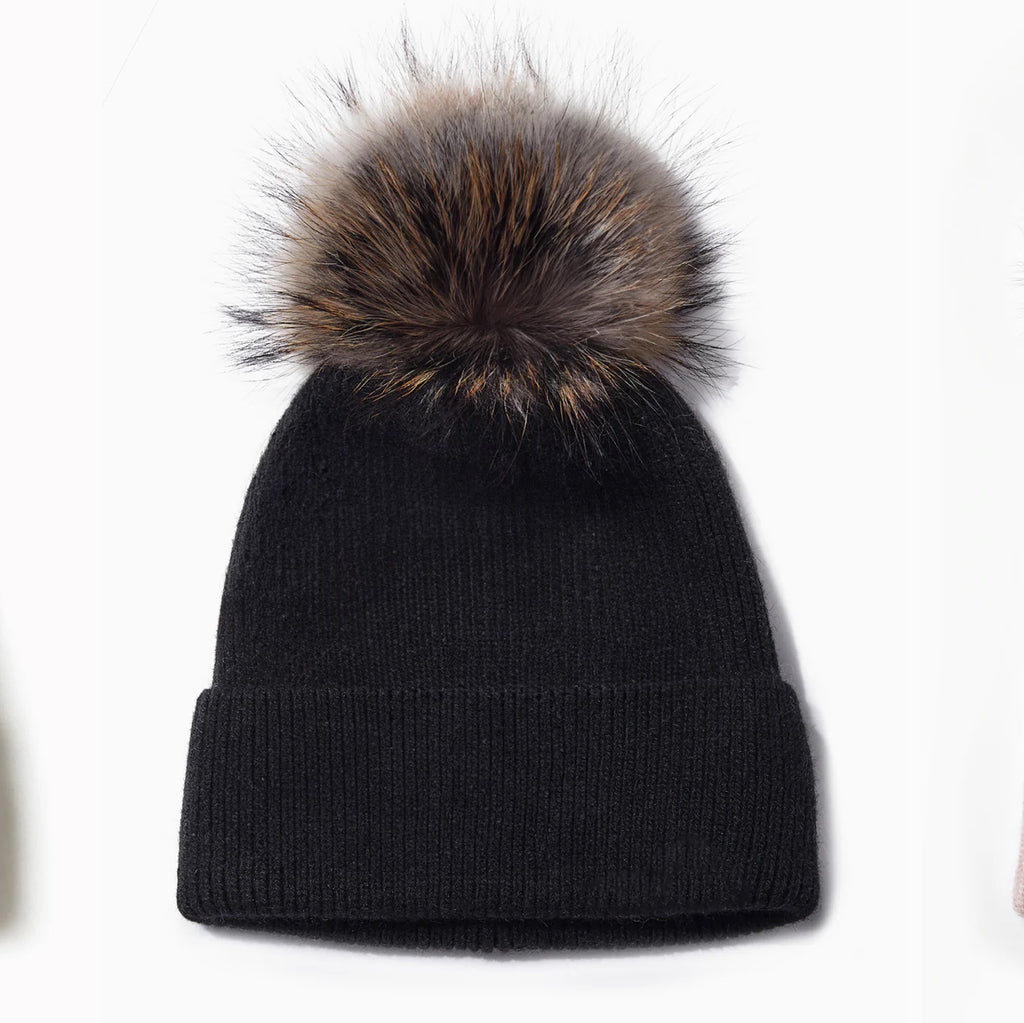 Fur Pom Knit Beanie