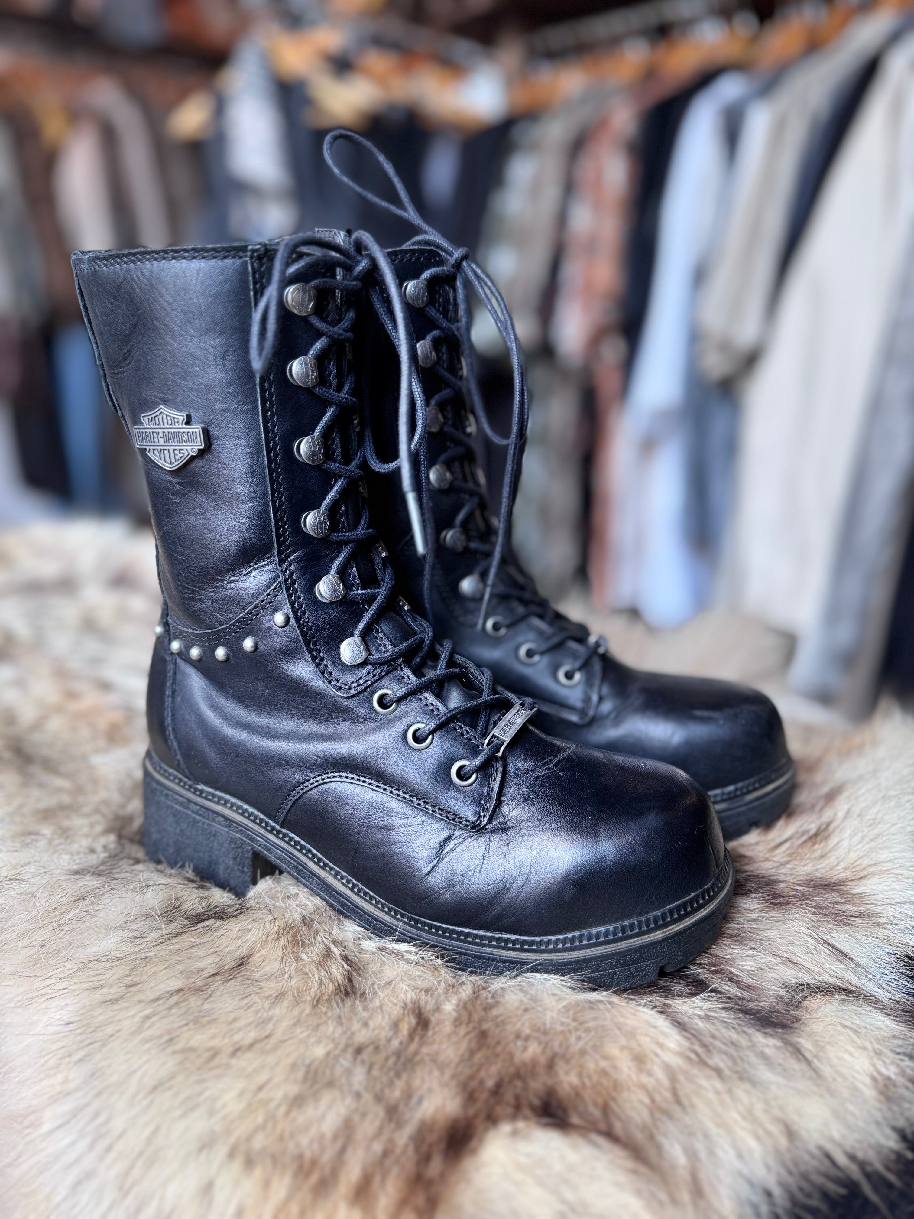 Vintage Harley Studded Combat Boots Size 7