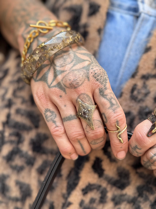 Armored Portal Quartz Ring Brass