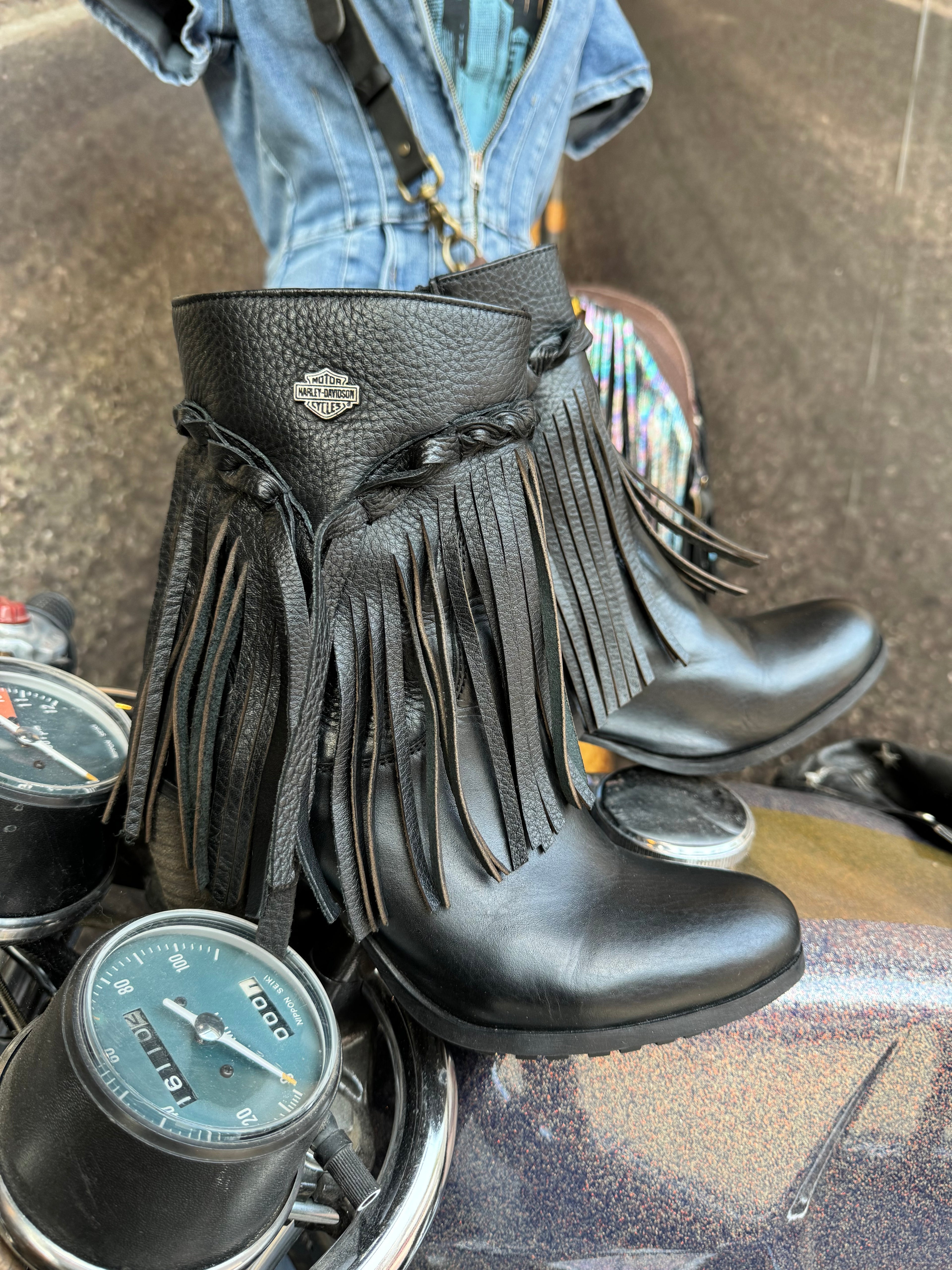 Vintage Harley Fringe Booties