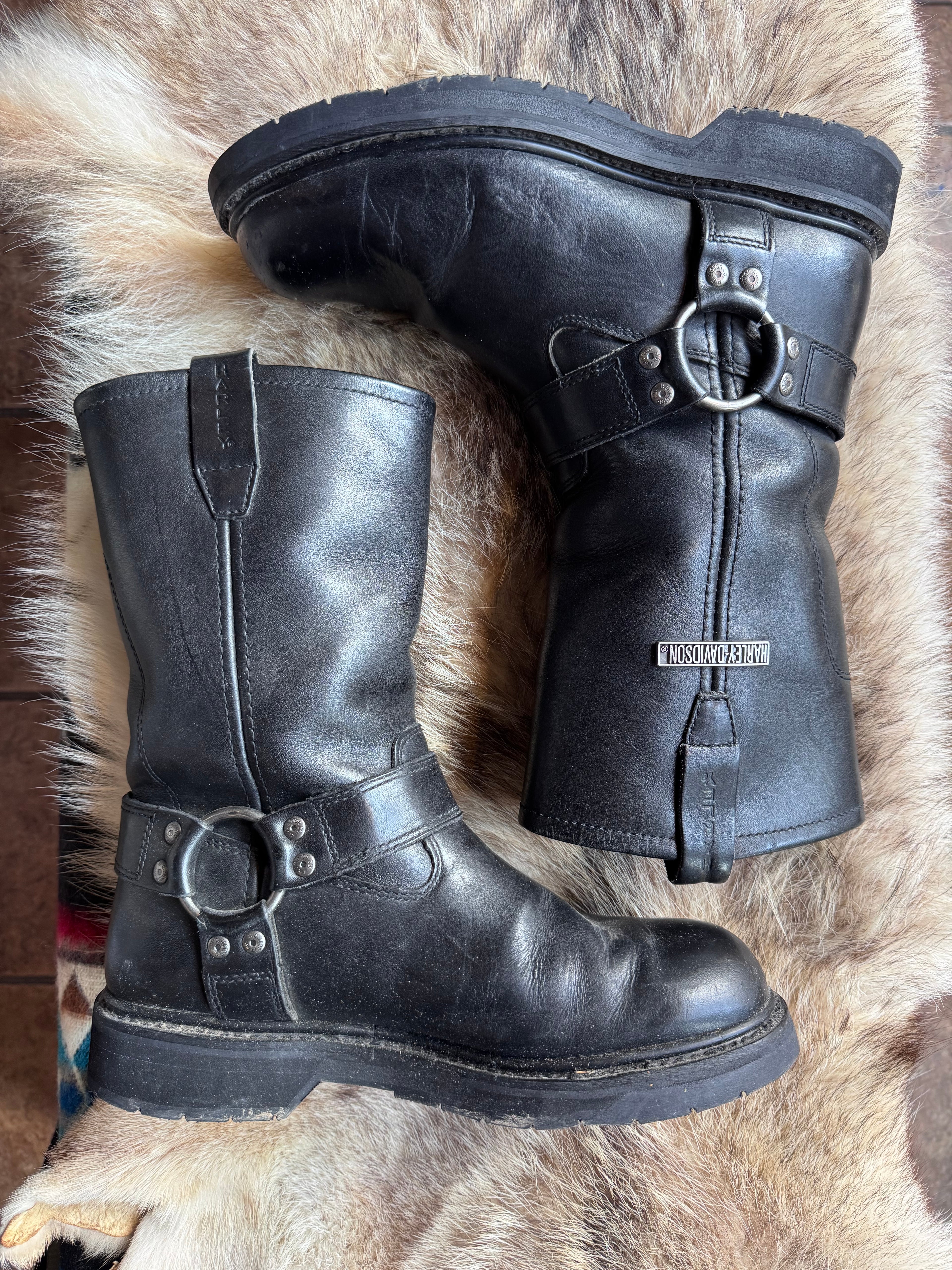 Vintage Harley Men's Round Toe Harness Boot Size 8