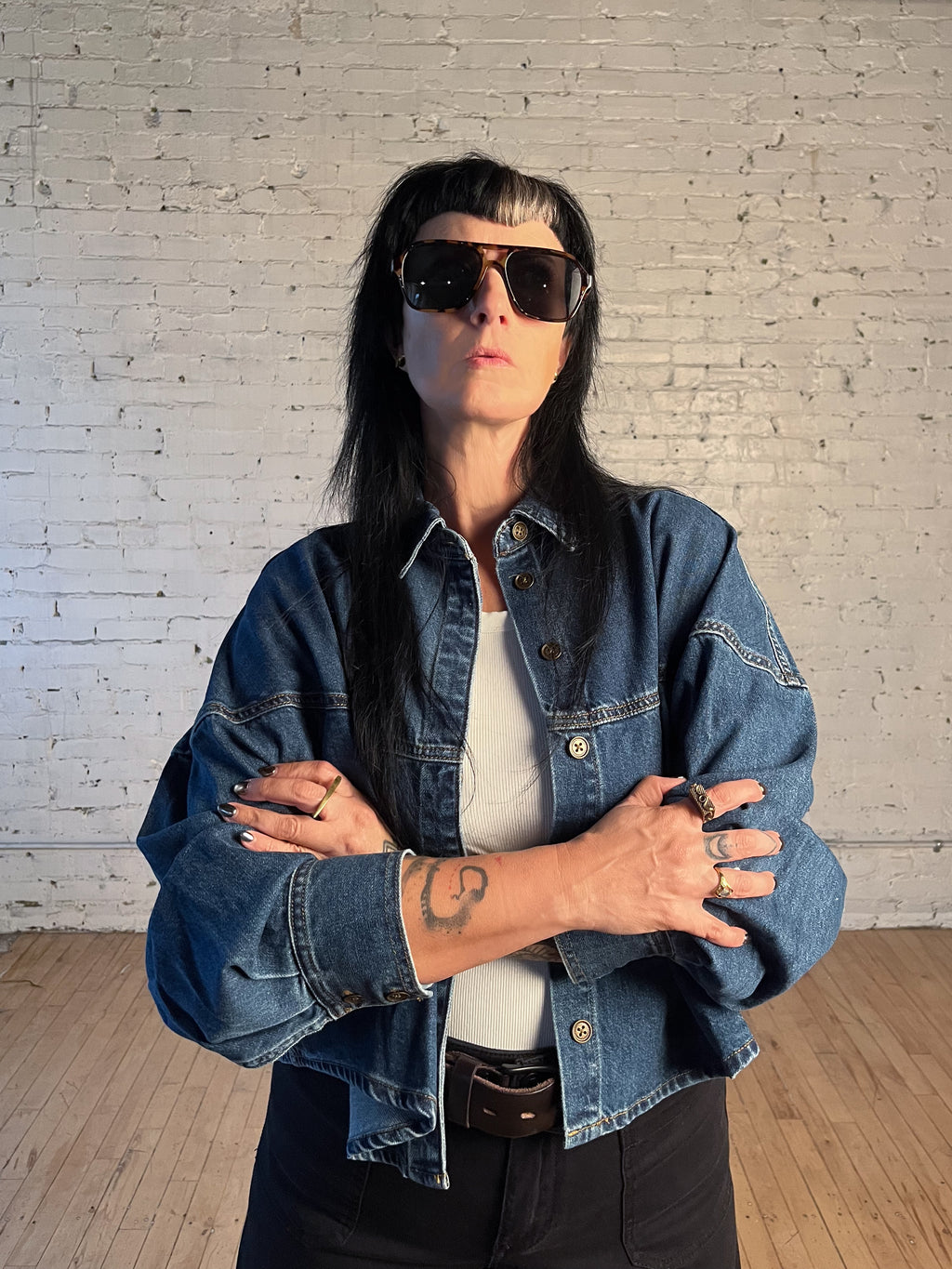 Balloon Shoulder Denim Shirt