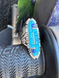 Vintage Sterling Mosaic Turquoise Lapis Ring