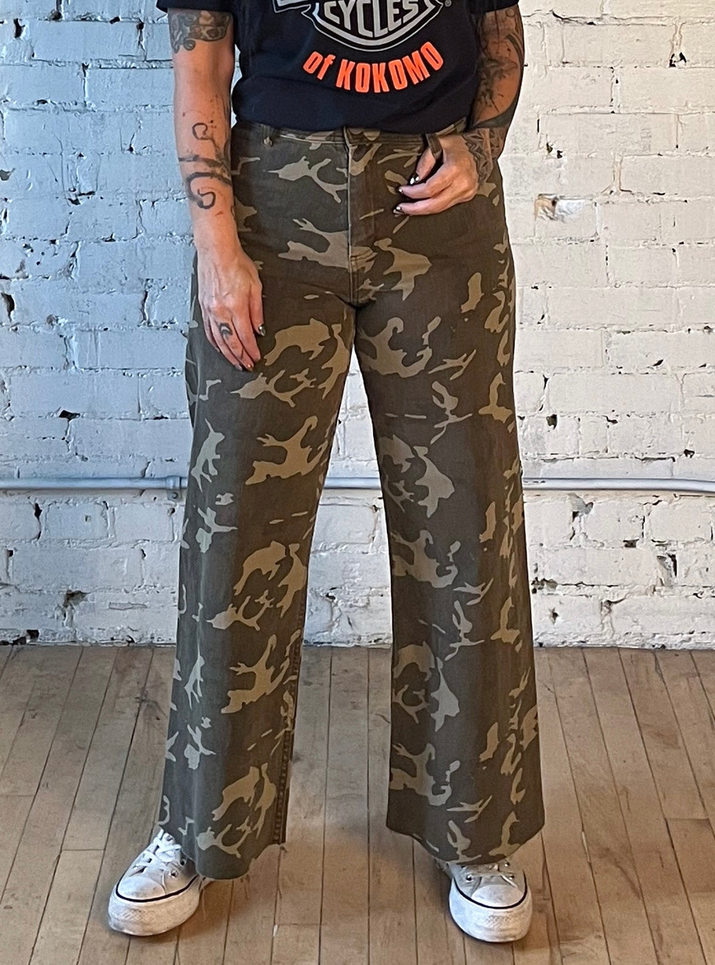 Wide Leg Camouflage Pants