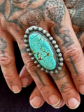 Thick Band LARGE Turquoise Ring Size 7.5
