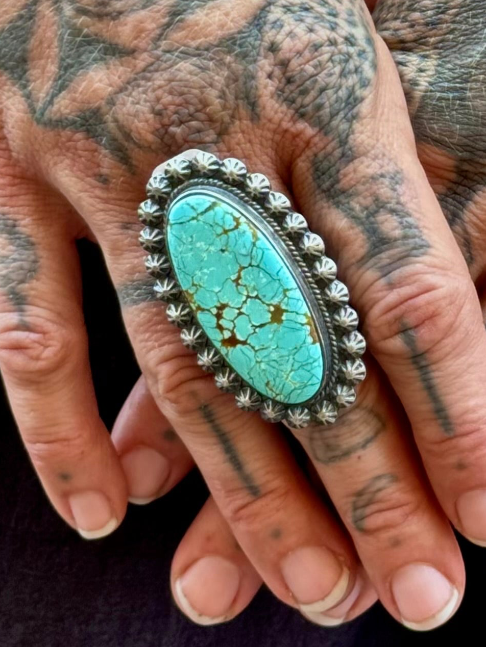 Thick Band LARGE Turquoise Ring Size 7.5