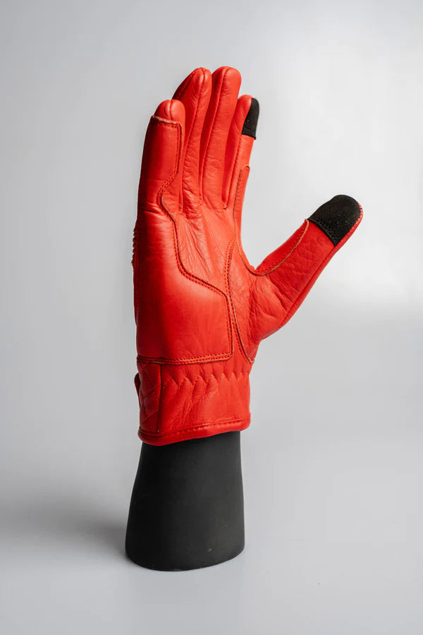 Cafe Quilted Unisex Motorcycle Gloves Red