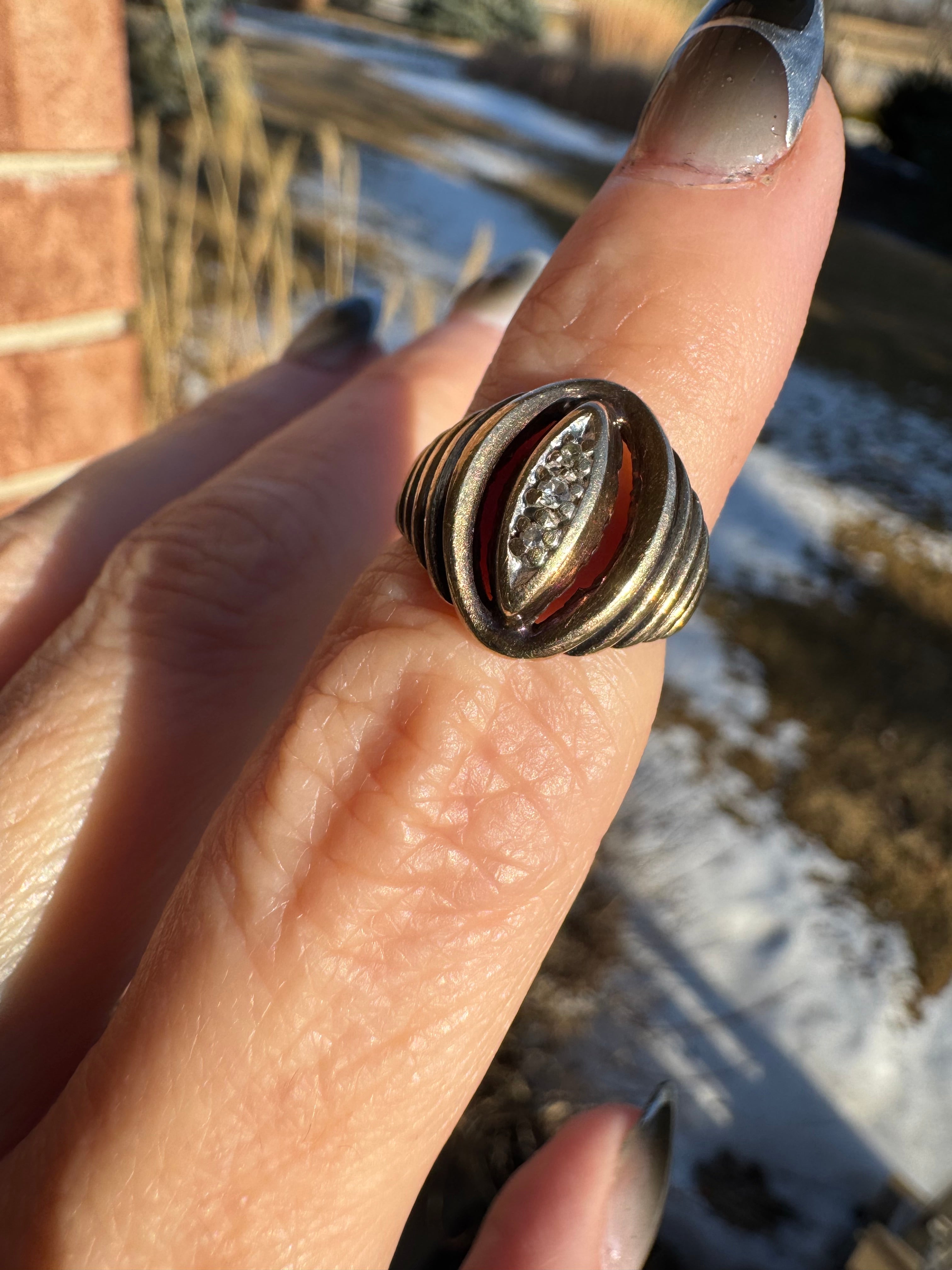 Vintage 10k Art Deco Diamond Ring Size 4