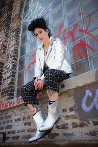 Deirdre Silver Metallic Motorcycle Jacket