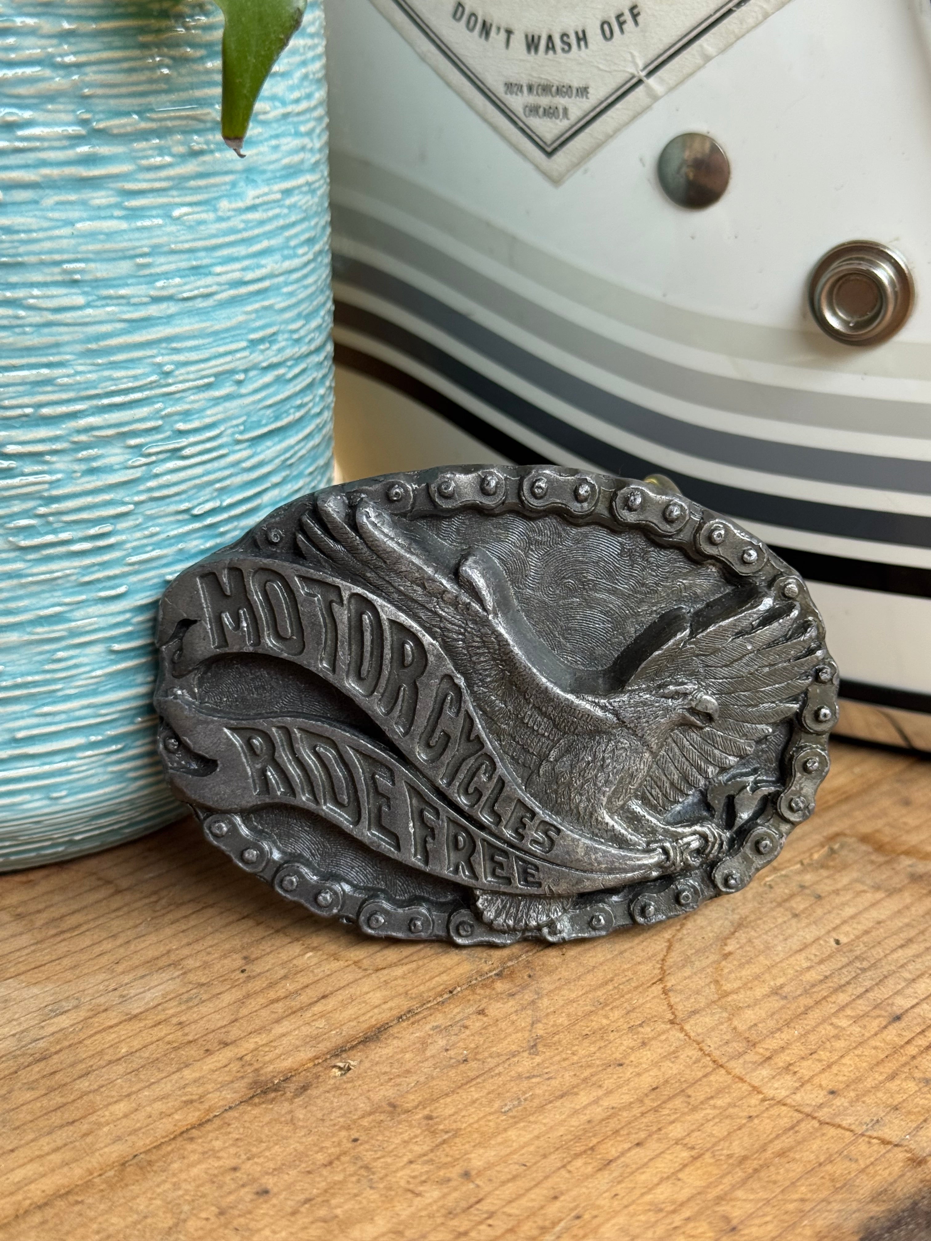 Vintage Motorcycles Ride Free Belt Buckle