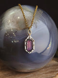 Maiden Shield Hex Necklace Amethyst Brass