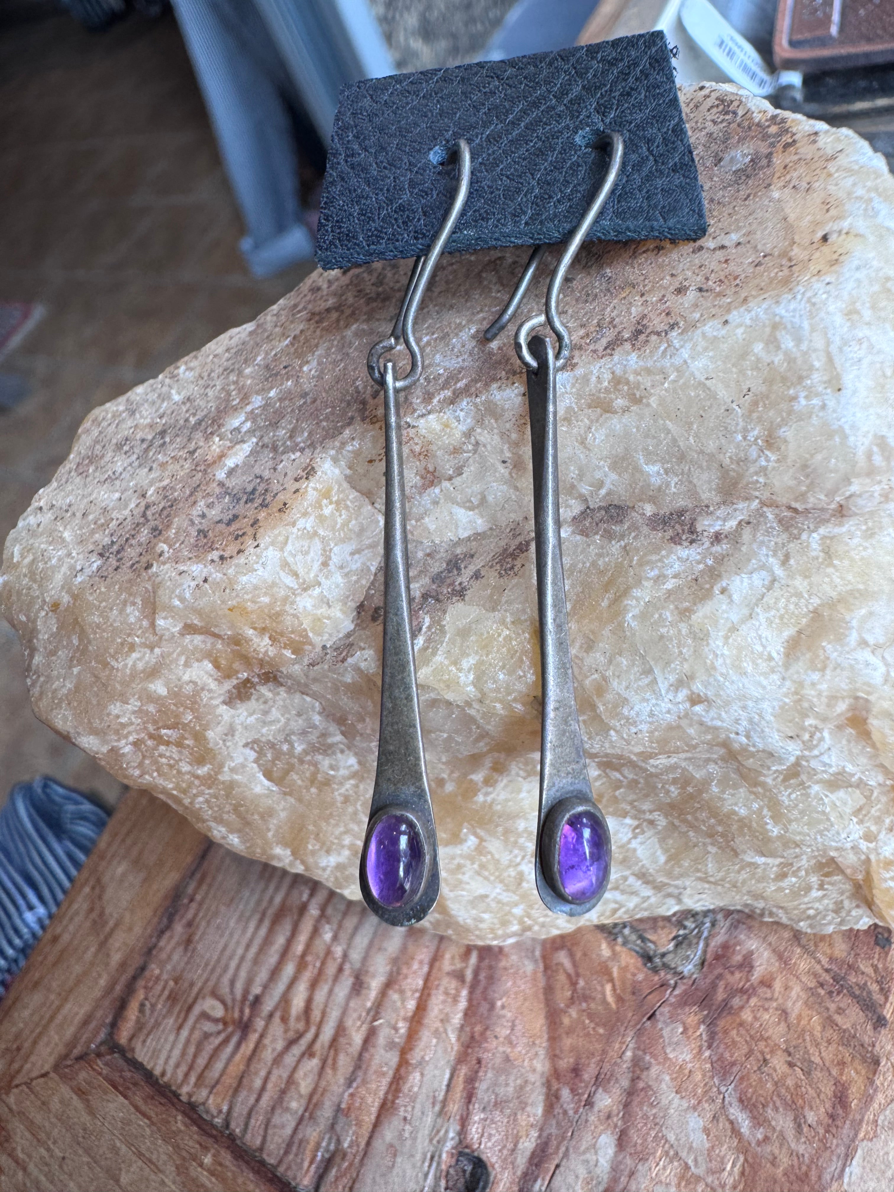 Vintage Sterling Amethyst Earrings
