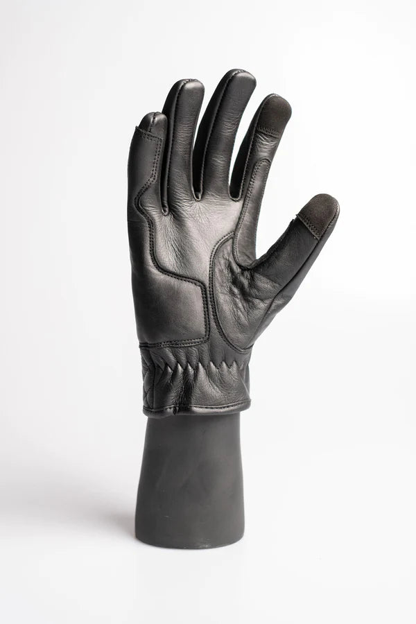 Cafe Quilted Unisex Motorcycle Gloves Black