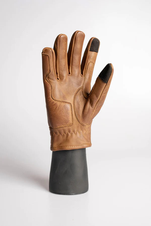 Cafe Quilted Unisex Motorcycle Gloves Toffee