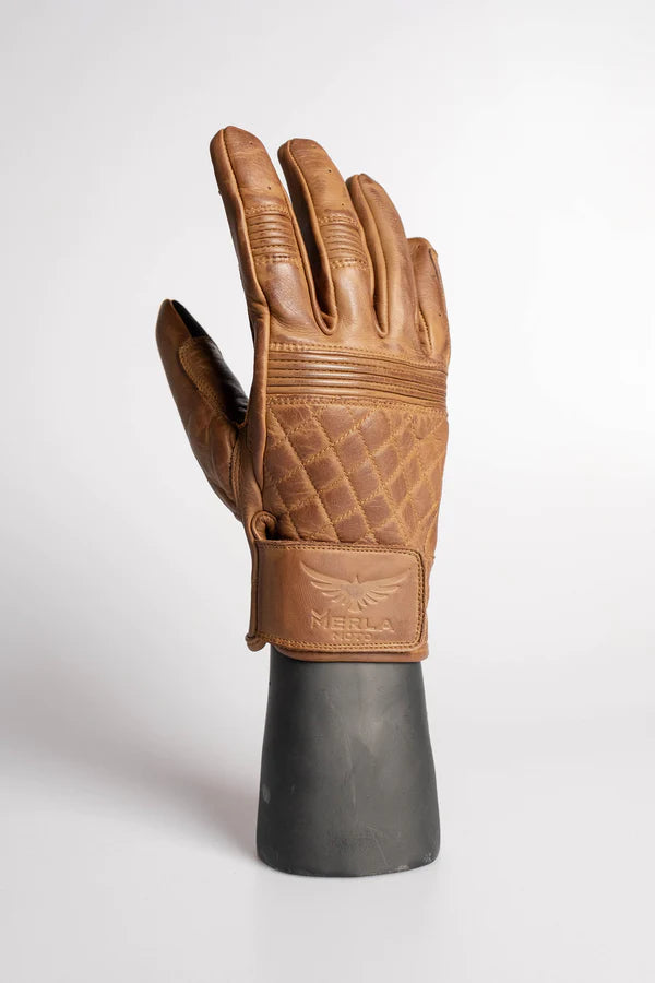 Cafe Quilted Unisex Motorcycle Gloves Toffee