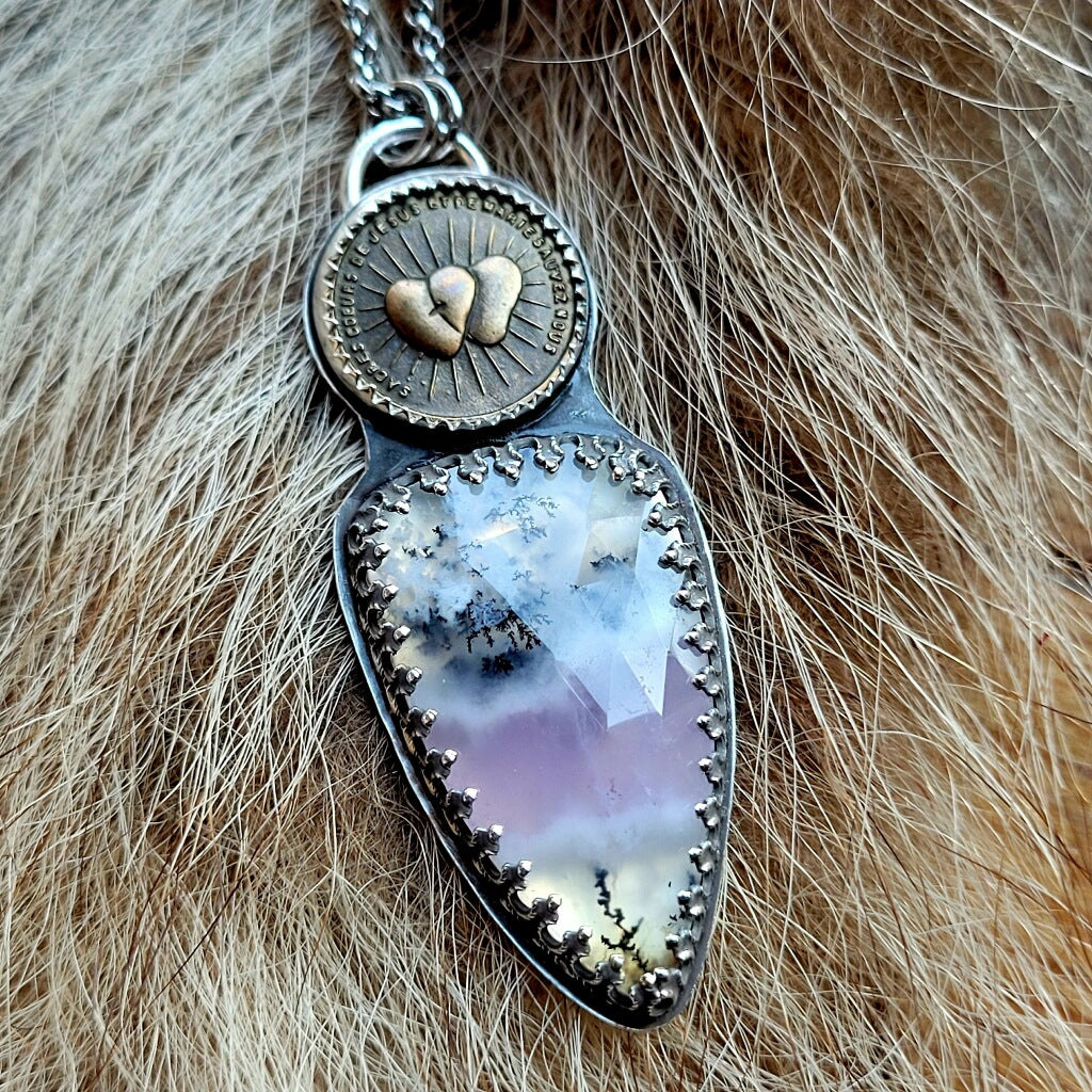 Sacred Heart Dendritic Opal Necklace