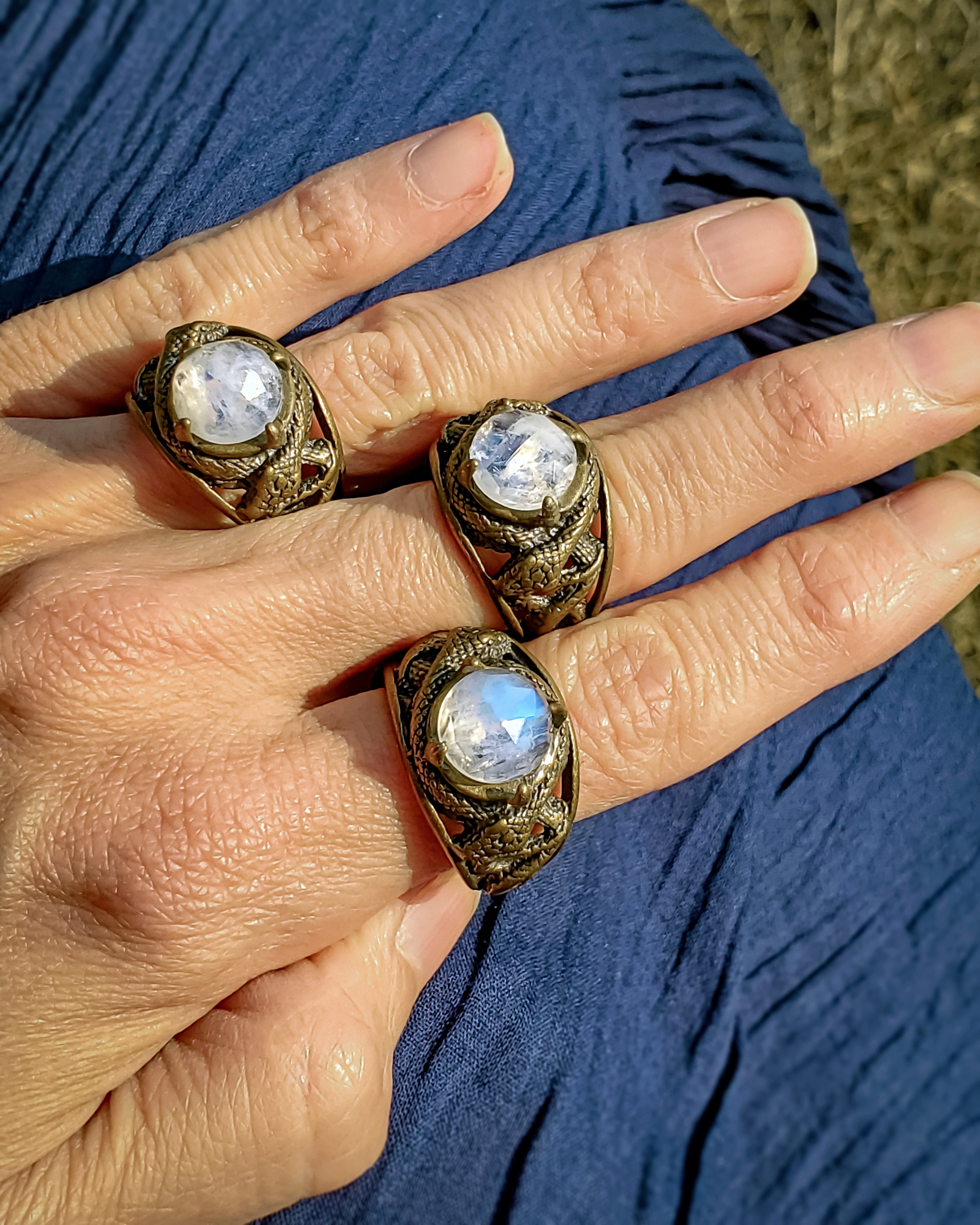 Moonstone Medusa Ring