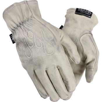 Roper Flame Motorcycle Glove Dirty White