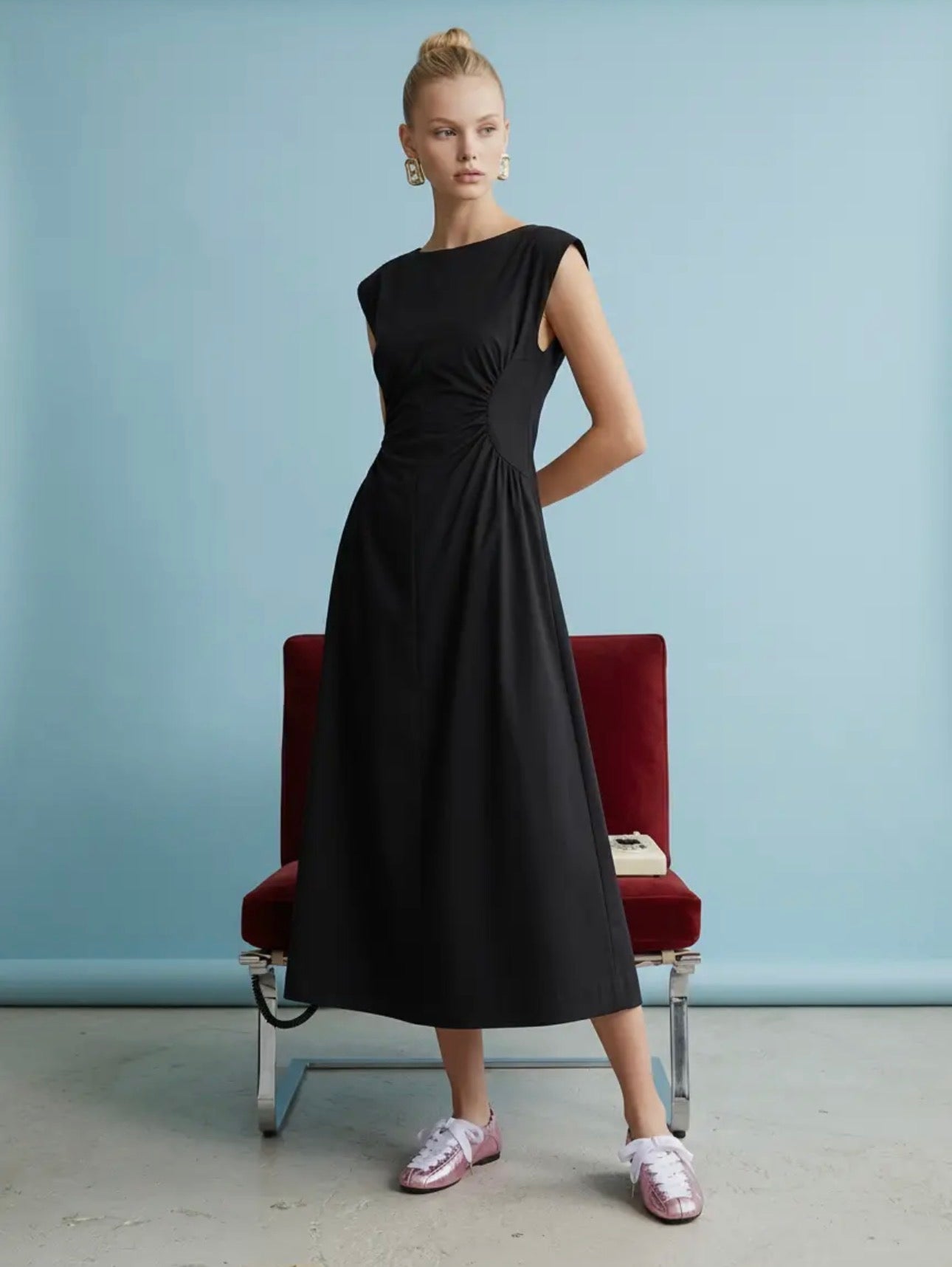 Ruched Waist Dress Black