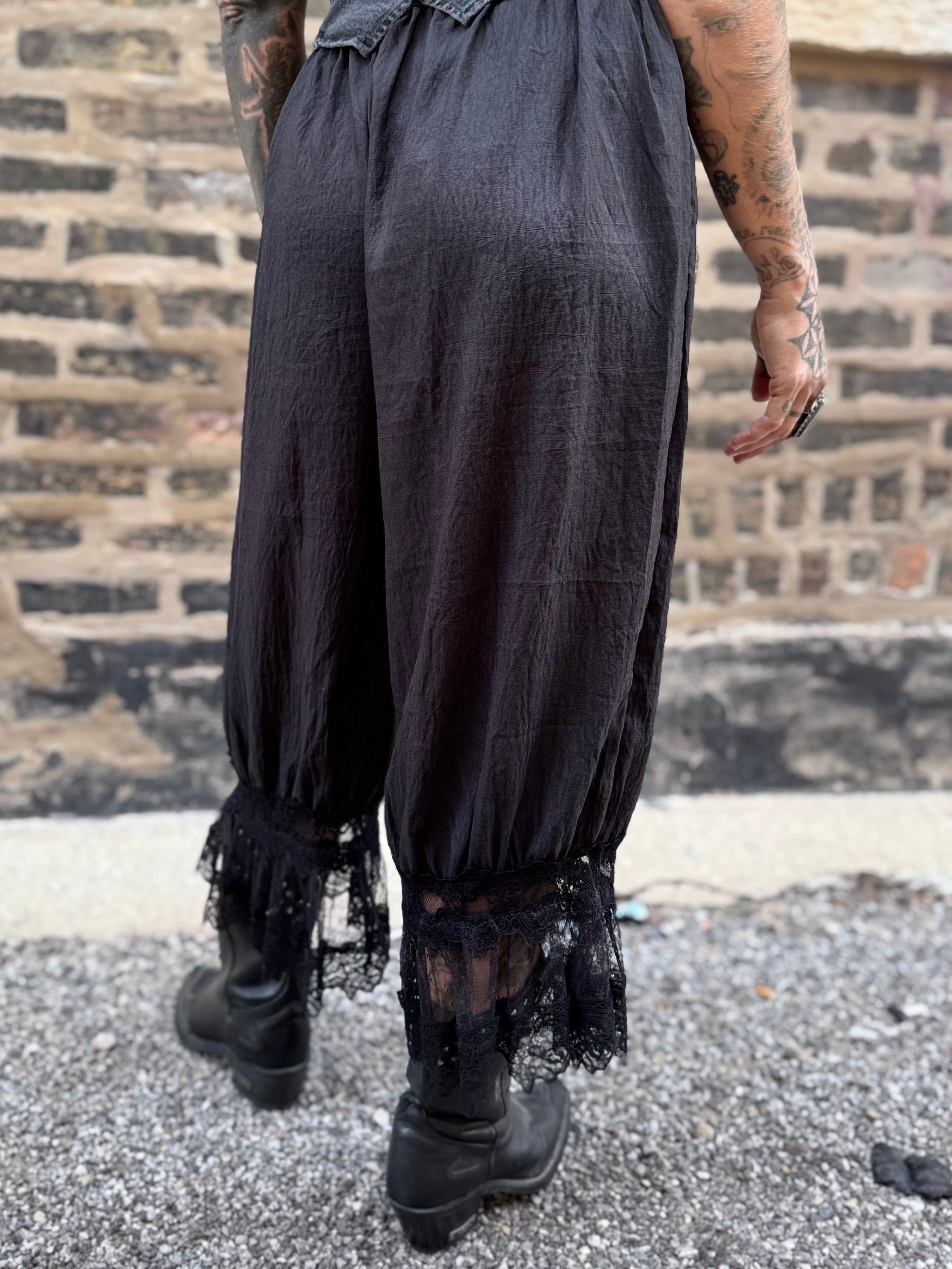 Lace Bottom Bloomers Black