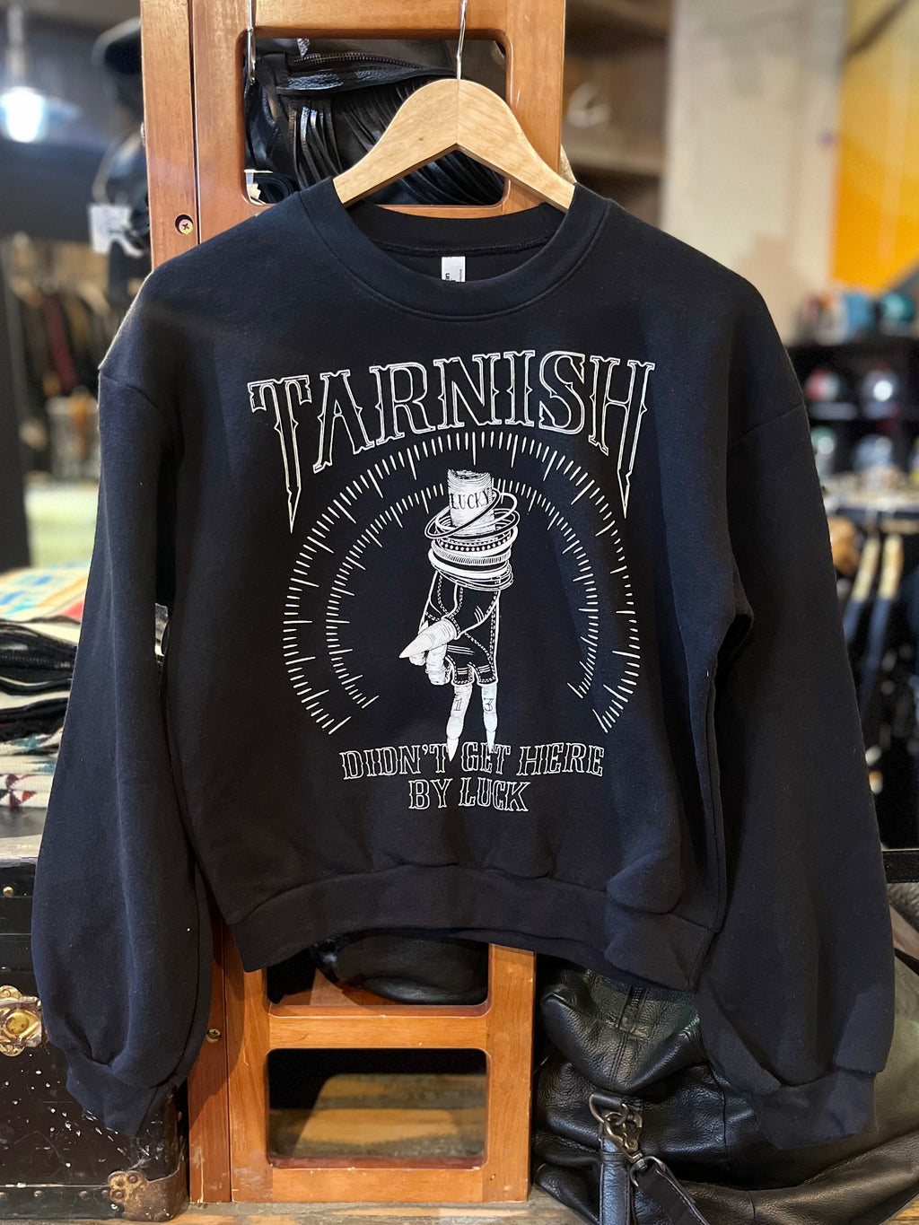 Lucky 13 Crop Sweatshirt Black