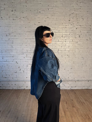 Balloon Shoulder Denim Shirt