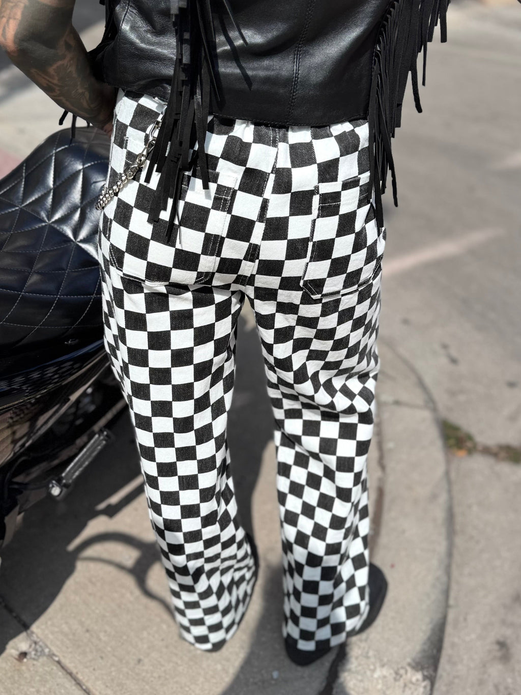 PREORDER - Checkered Pants Black / White