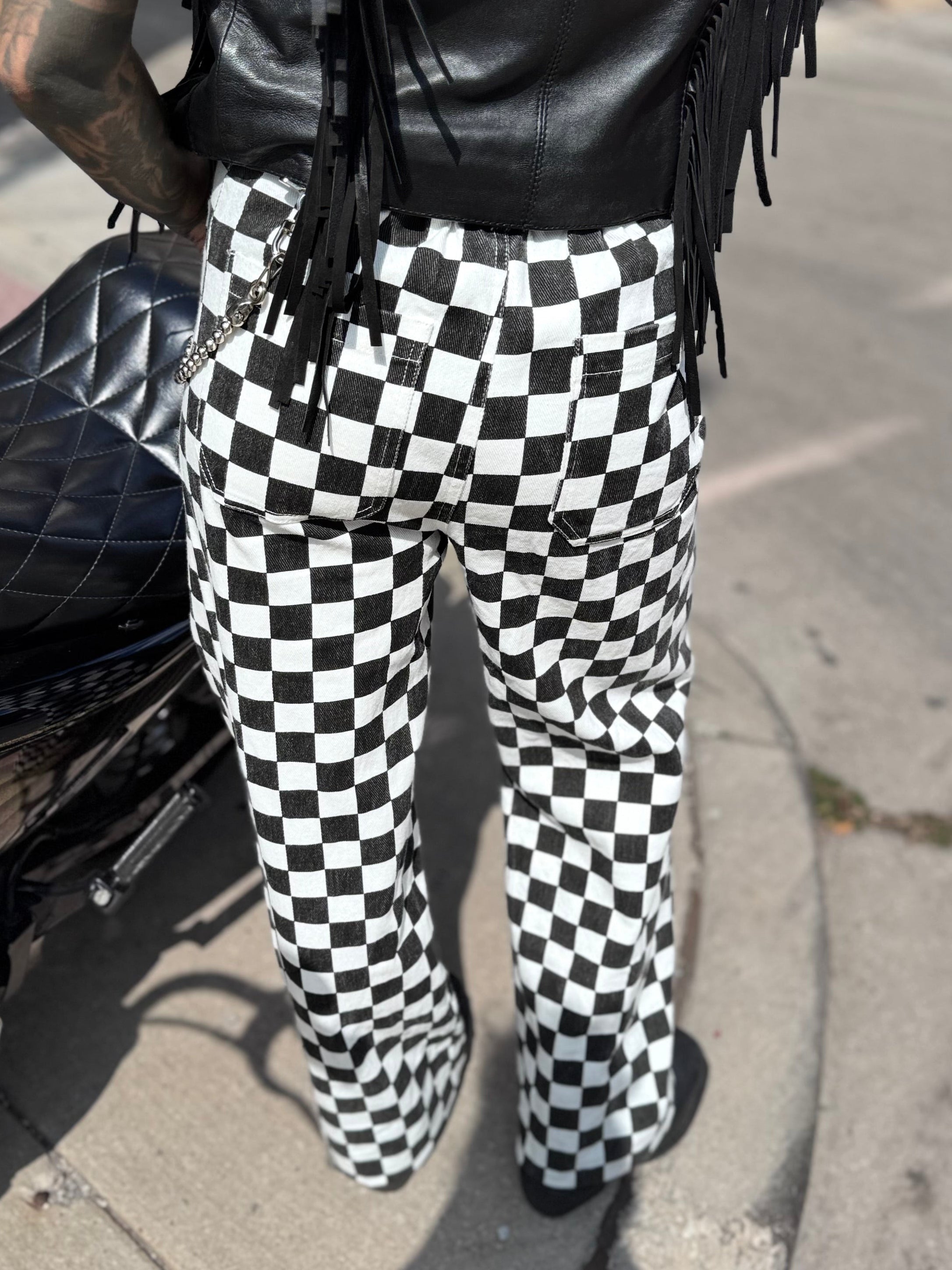 PREORDER - Checkered Pants Black / White