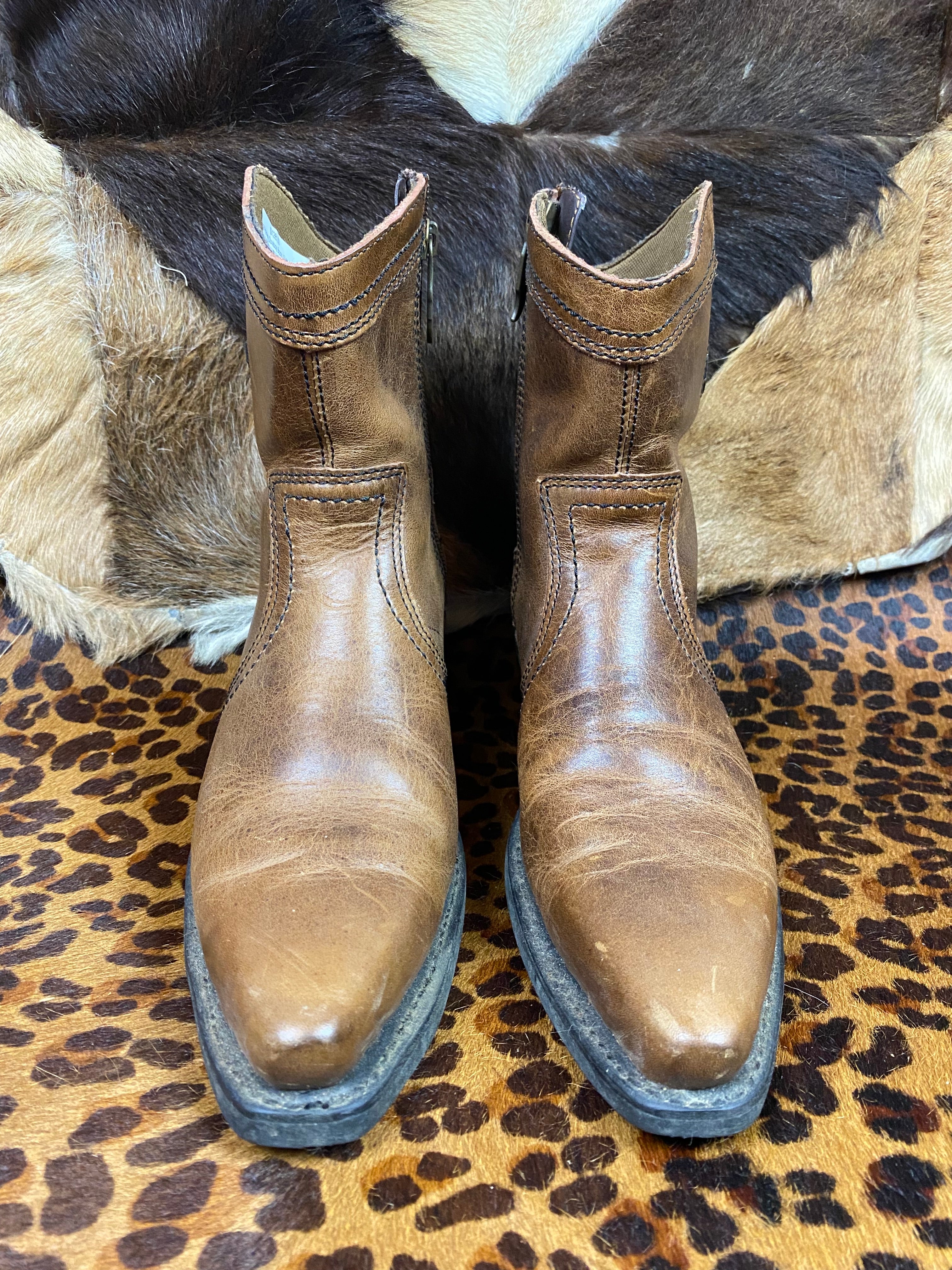 Vintage Harley Cowboy Boots Size 8 Brown
