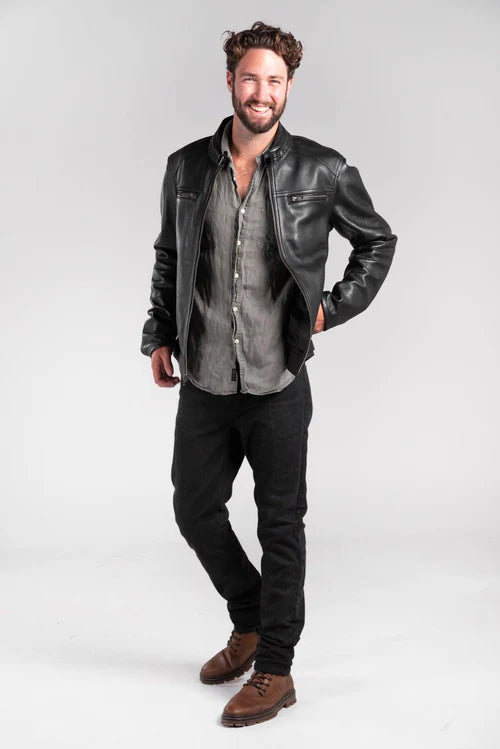 Duke Leather Motorcycle Jacket Black